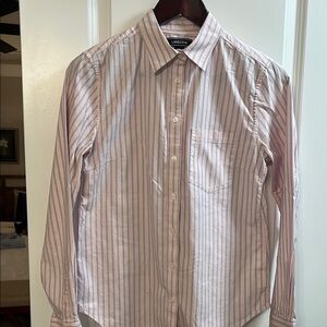 Lands' End Women’s Pink Blouse with Blue Stripes
